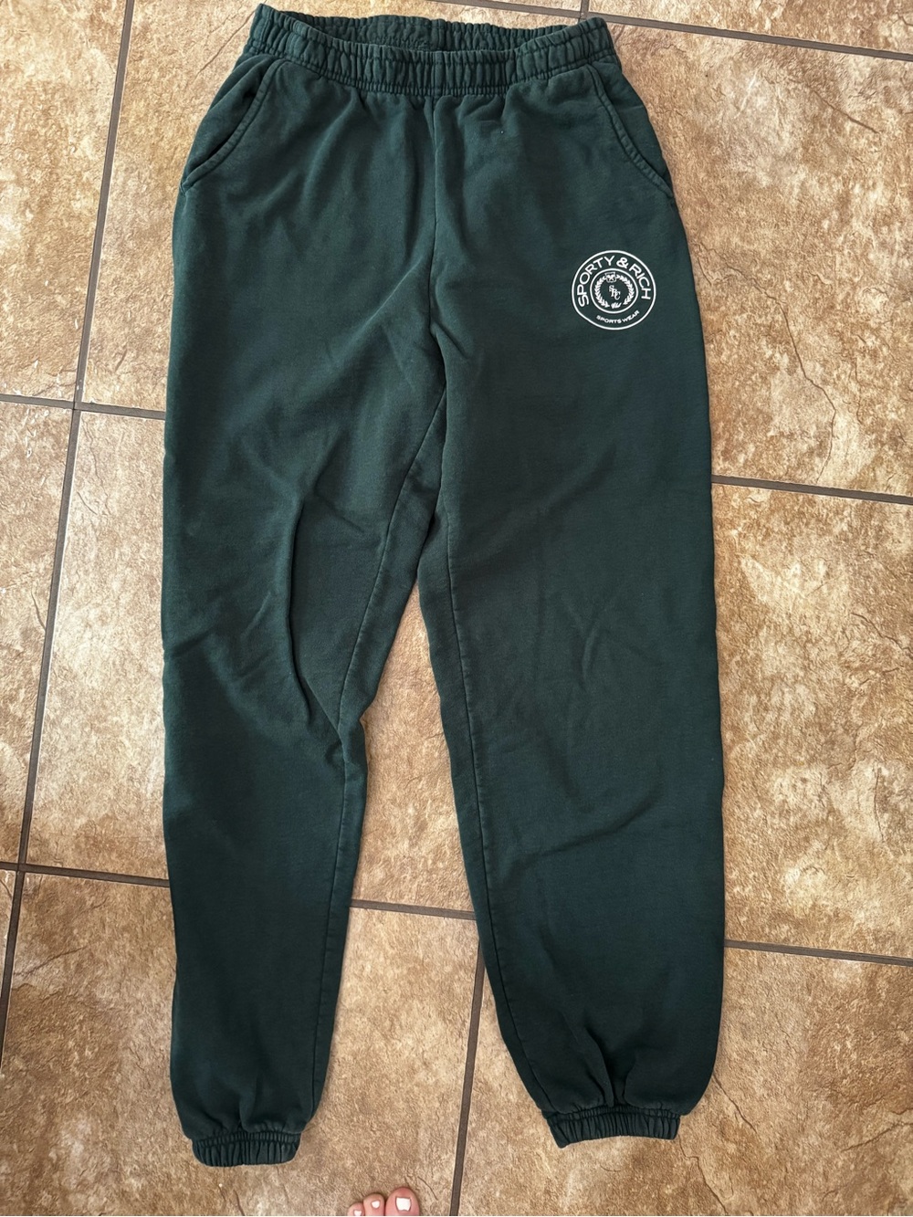Dark Green Sporty & Rich Sweatpants - Cozy Jogger Bottoms